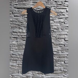 Zara Trafaluc Black Mini Dress with Intricate Lace Panels - Size S